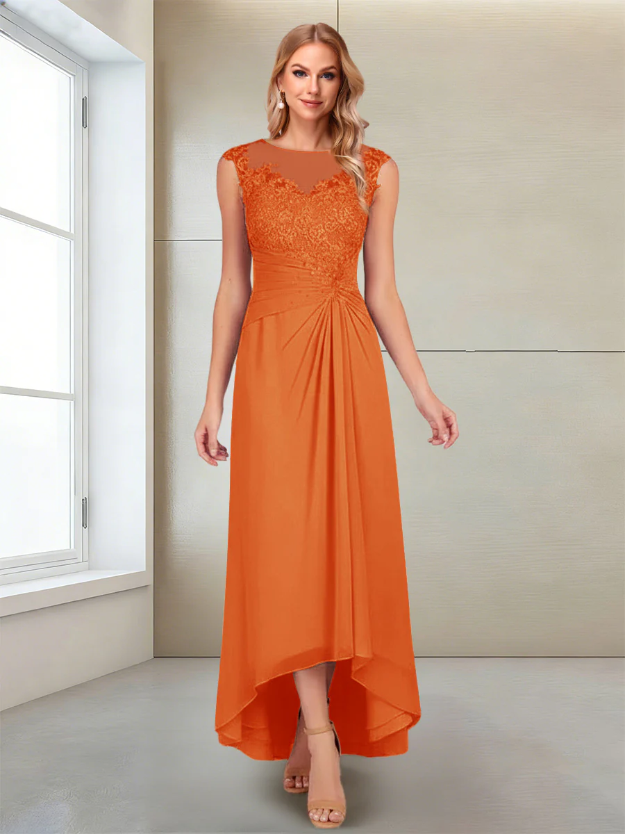 A-Line/Princess Scoop Sleeveless Ankle-Length Mother of the Bride Dresses with Lace & Applique - Image 46