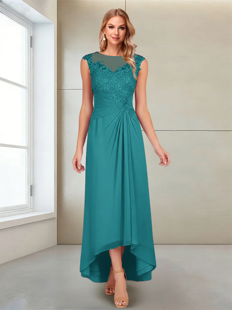 A-Line/Princess Scoop Sleeveless Ankle-Length Mother of the Bride Dresses with Lace & Applique - Image 5