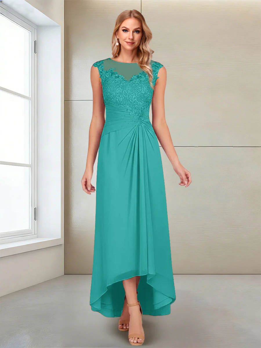 A-Line/Princess Scoop Sleeveless Ankle-Length Mother of the Bride Dresses with Lace & Applique - Image 65