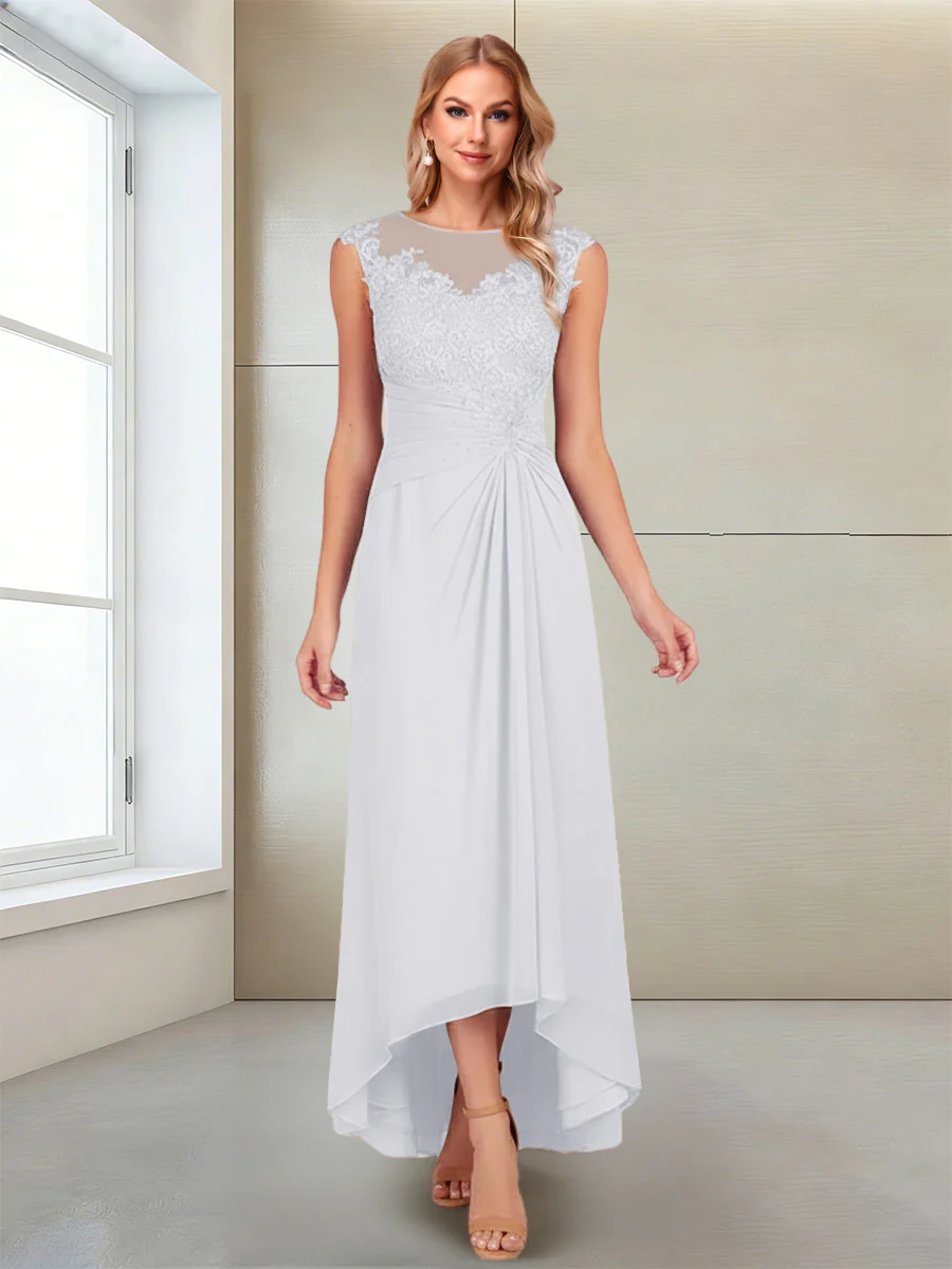 A-Line/Princess Scoop Sleeveless Ankle-Length Mother of the Bride Dresses with Lace & Applique - Image 66