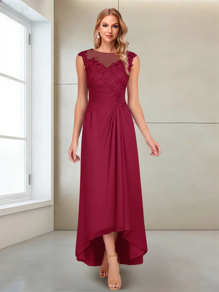 A-Line/Princess Scoop Sleeveless Ankle-Length Mother of the Bride Dresses with Lace & Applique - Image 67