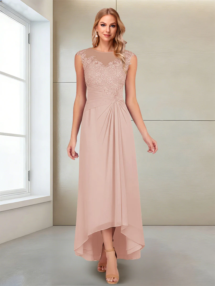 A-Line/Princess Scoop Sleeveless Ankle-Length Mother of the Bride Dresses with Lace & Applique - Image 7