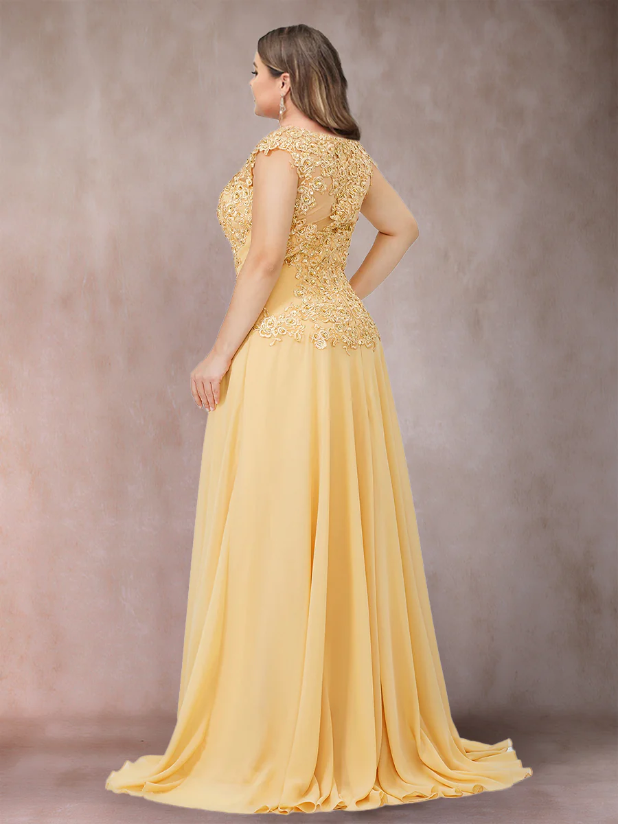 A-Line/Princess Scoop Sleeveless Plus Size Mother of the Bride Dresses with Applique - Image 2