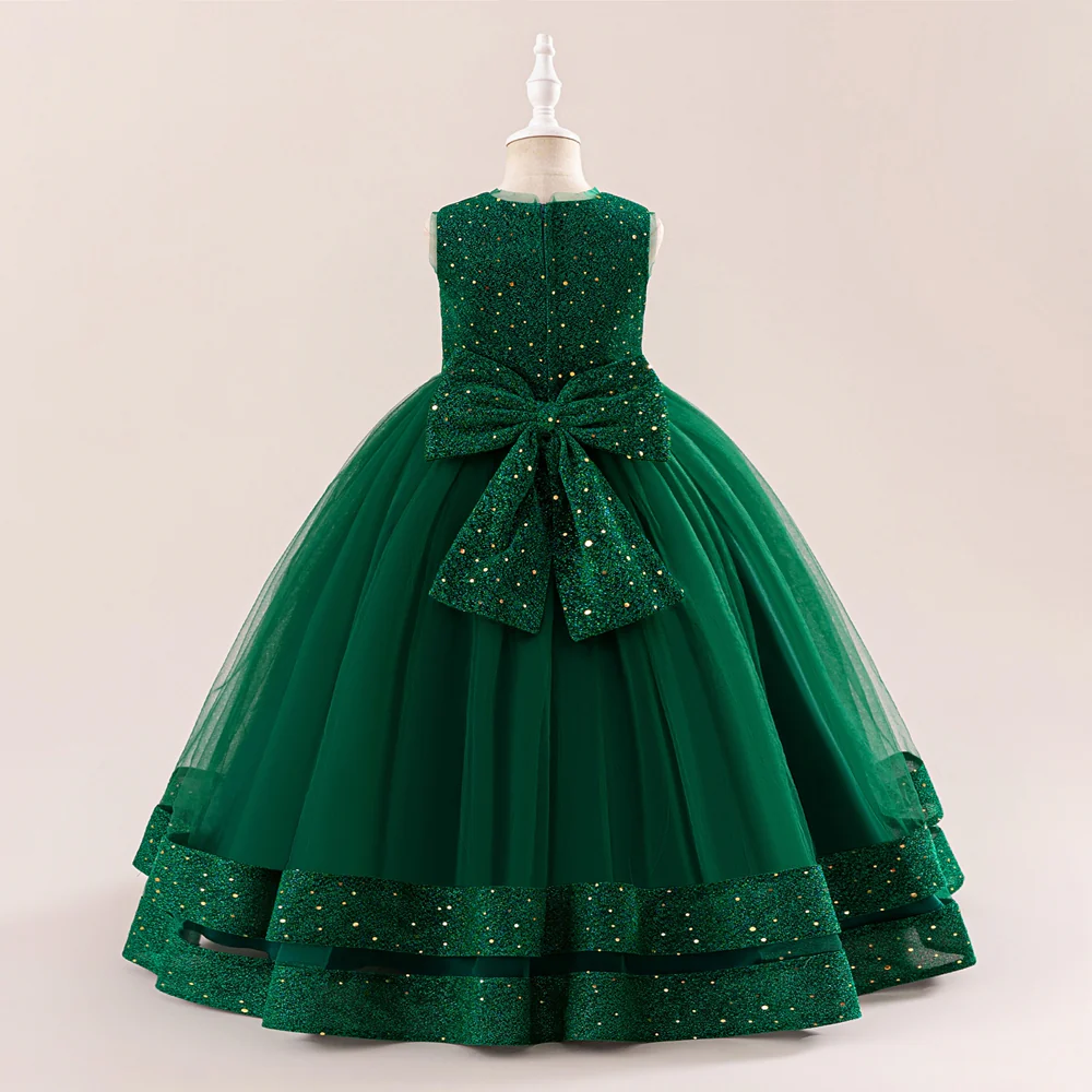 A-Line/Princess Scoop Sleeveless Sequin Christmas Dresses for Girls - Image 2