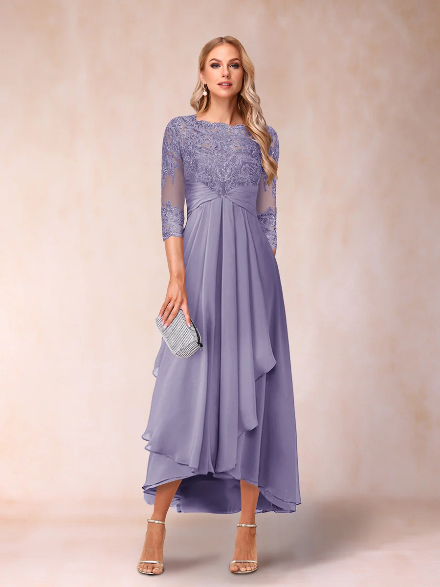 A-Line/Princess Sheer Neck 3/4 Sleeves Mother of the Bride Dresses with Beading - Image 35