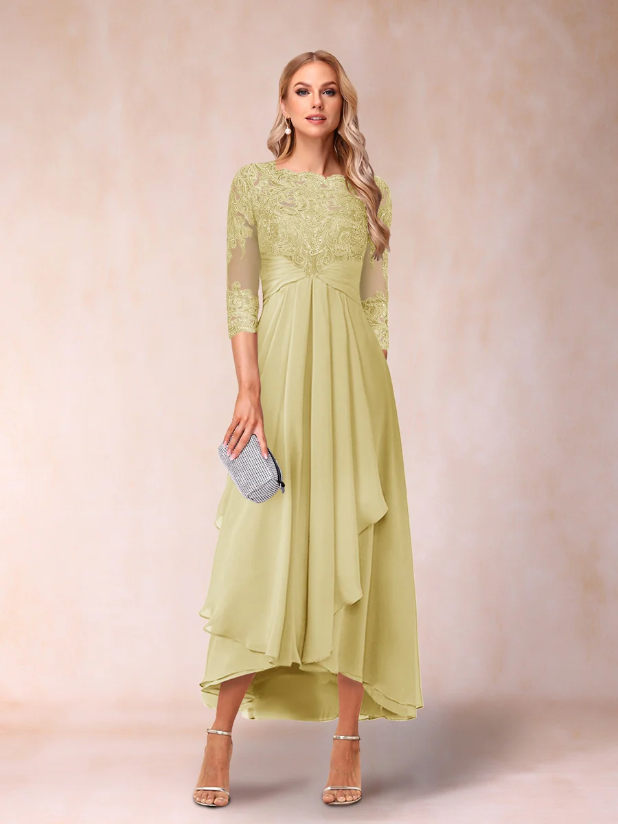 A-Line/Princess Sheer Neck 3/4 Sleeves Mother of the Bride Dresses with Beading - Image 63