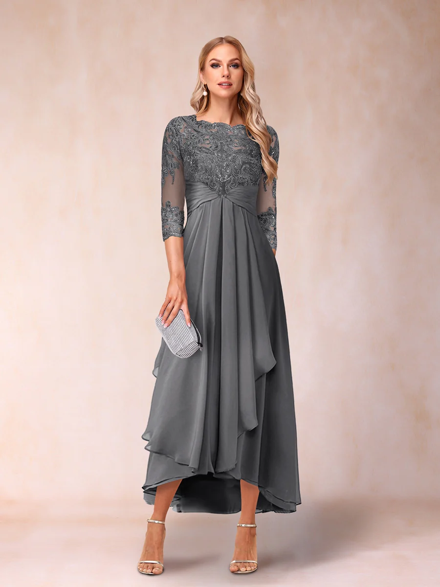 A-Line/Princess Sheer Neck 3/4 Sleeves Mother of the Bride Dresses with Beading - Image 69