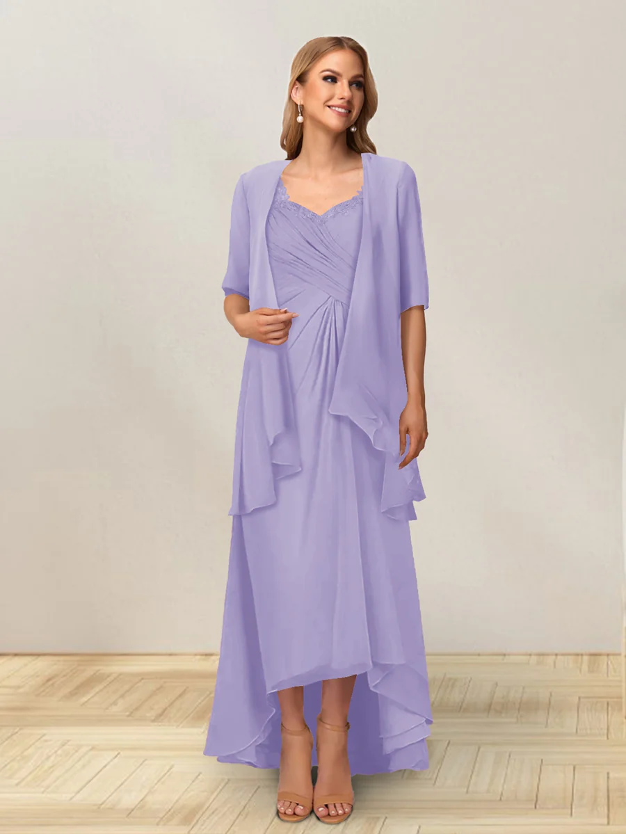 A-Line/Princess Sleeveless Long Formal Evening Dresses With Ruffles & Jacket - Image 12
