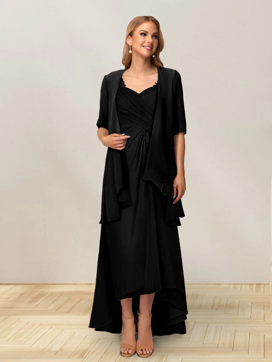A-Line/Princess Sleeveless Long Formal Evening Dresses With Ruffles & Jacket - Image 16