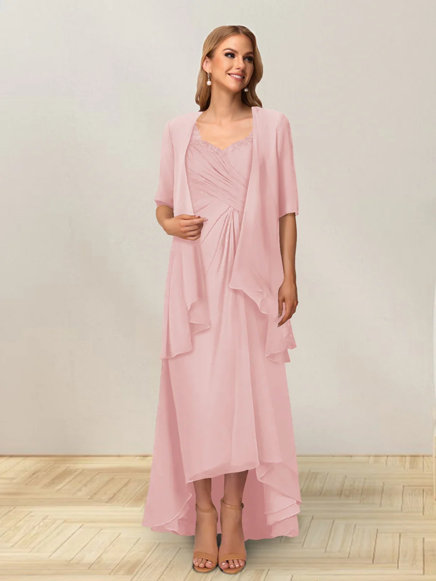 A-Line/Princess Sleeveless Long Formal Evening Dresses With Ruffles & Jacket - Image 24