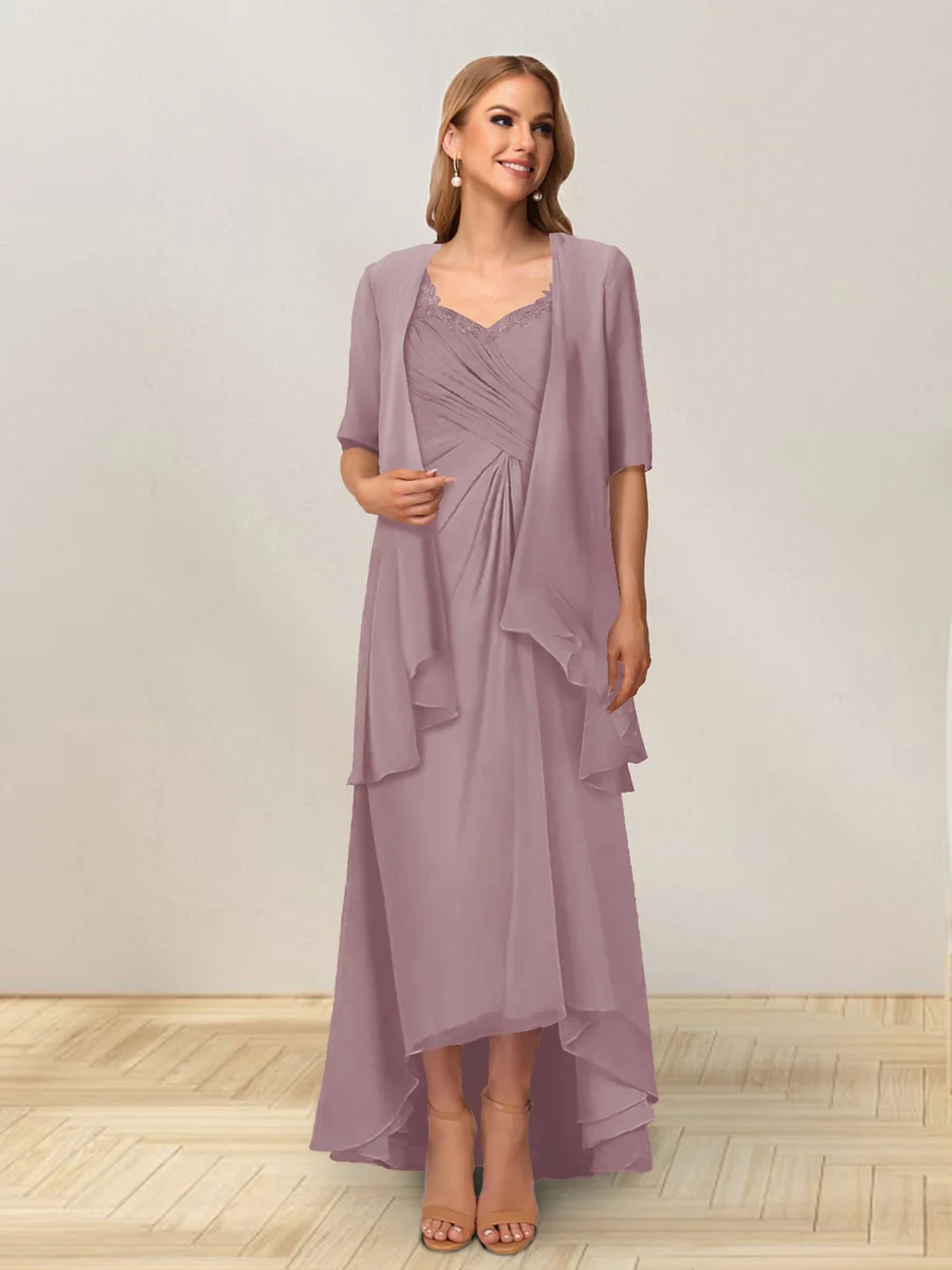 A-Line/Princess Sleeveless Long Formal Evening Dresses With Ruffles & Jacket - Image 28