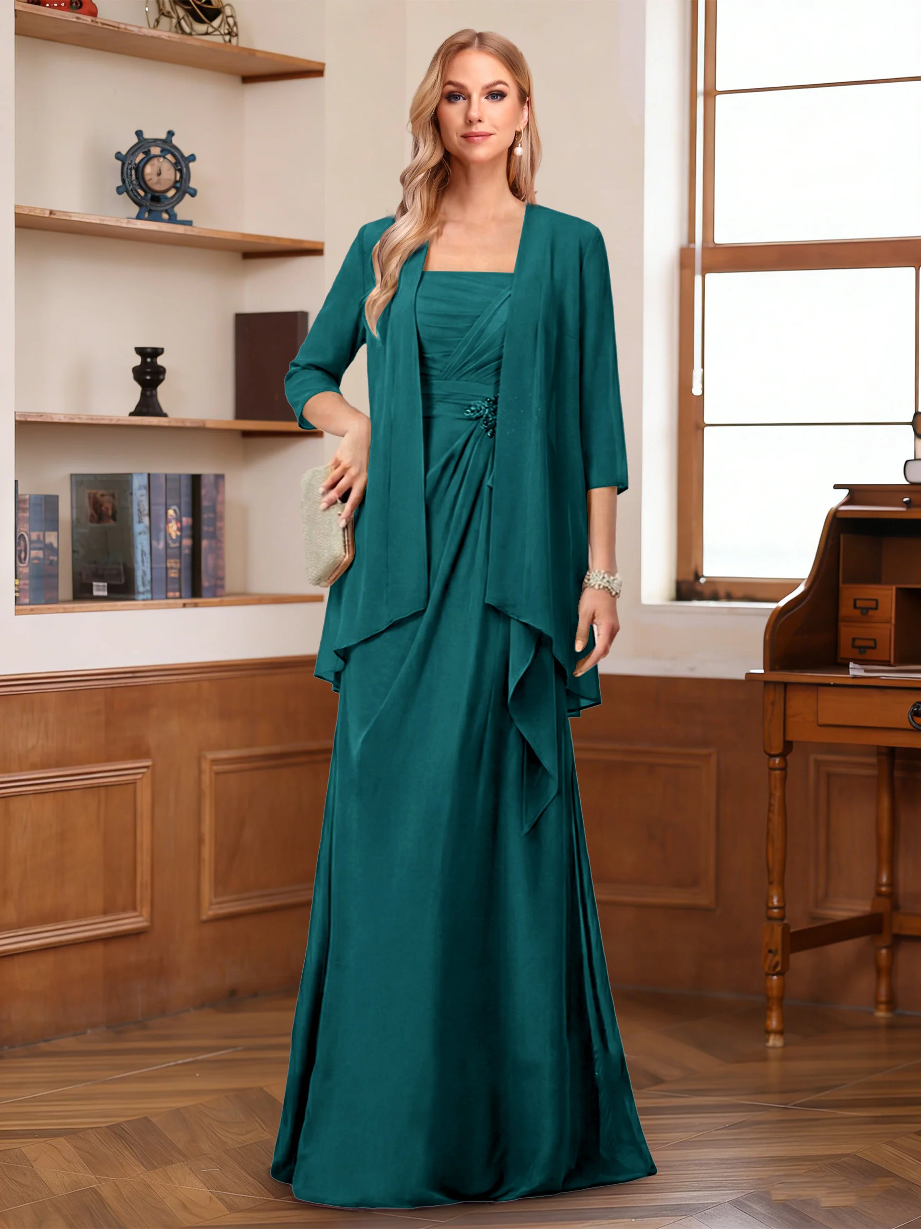 A-Line/Princess Sleeveless Mother of the Bride Dresses With Ruffles & Jacket - Image 24