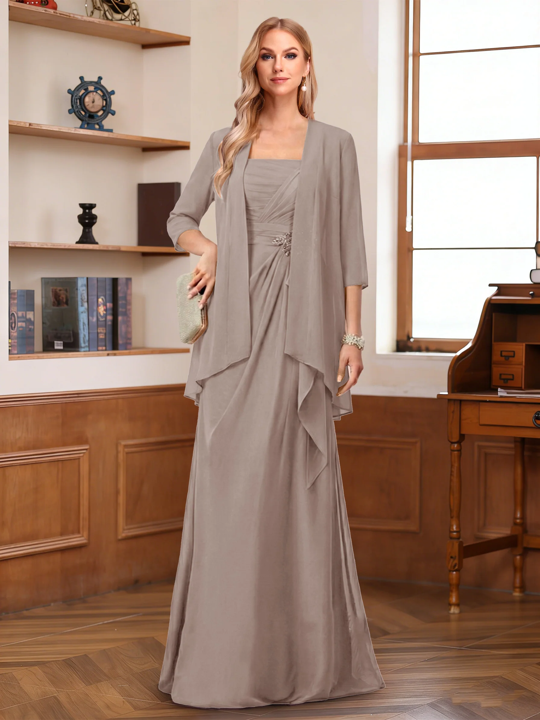A-Line/Princess Sleeveless Mother of the Bride Dresses With Ruffles & Jacket - Image 31