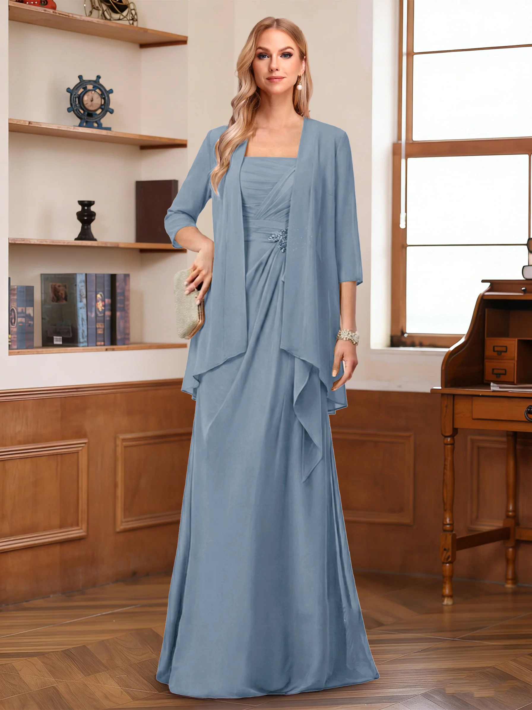 A-Line/Princess Sleeveless Mother of the Bride Dresses With Ruffles & Jacket - Image 40