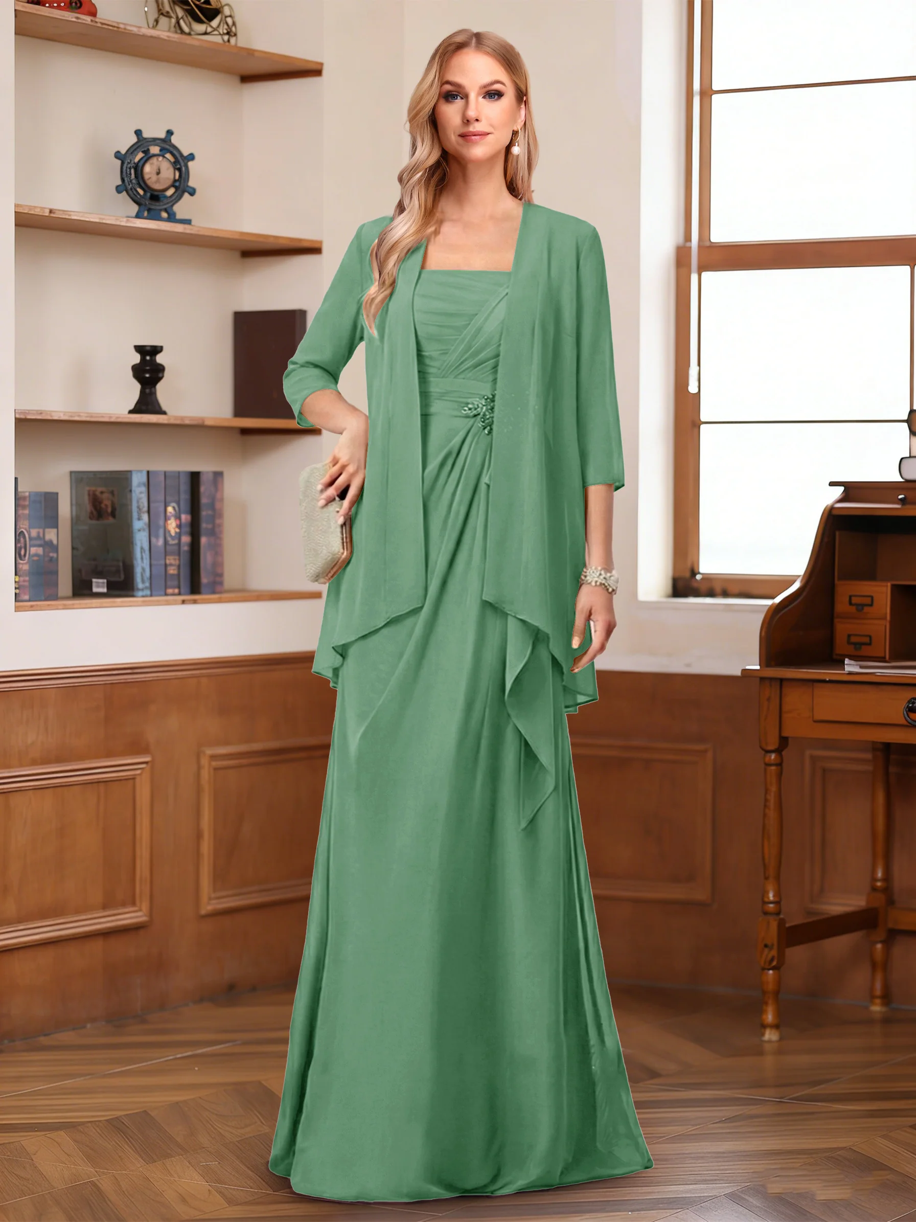 A-Line/Princess Sleeveless Mother of the Bride Dresses With Ruffles & Jacket - Image 45