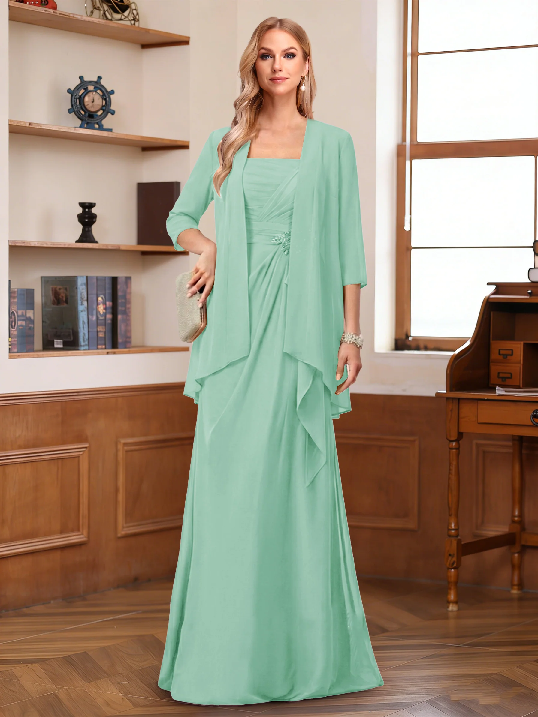 A-Line/Princess Sleeveless Mother of the Bride Dresses With Ruffles & Jacket - Image 51