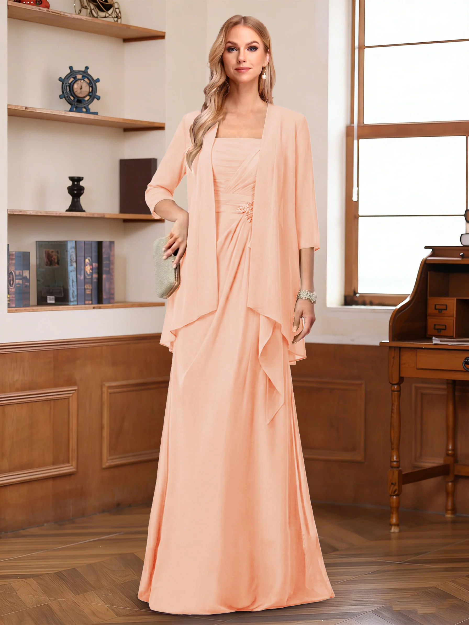 A-Line/Princess Sleeveless Mother of the Bride Dresses With Ruffles & Jacket - Image 58
