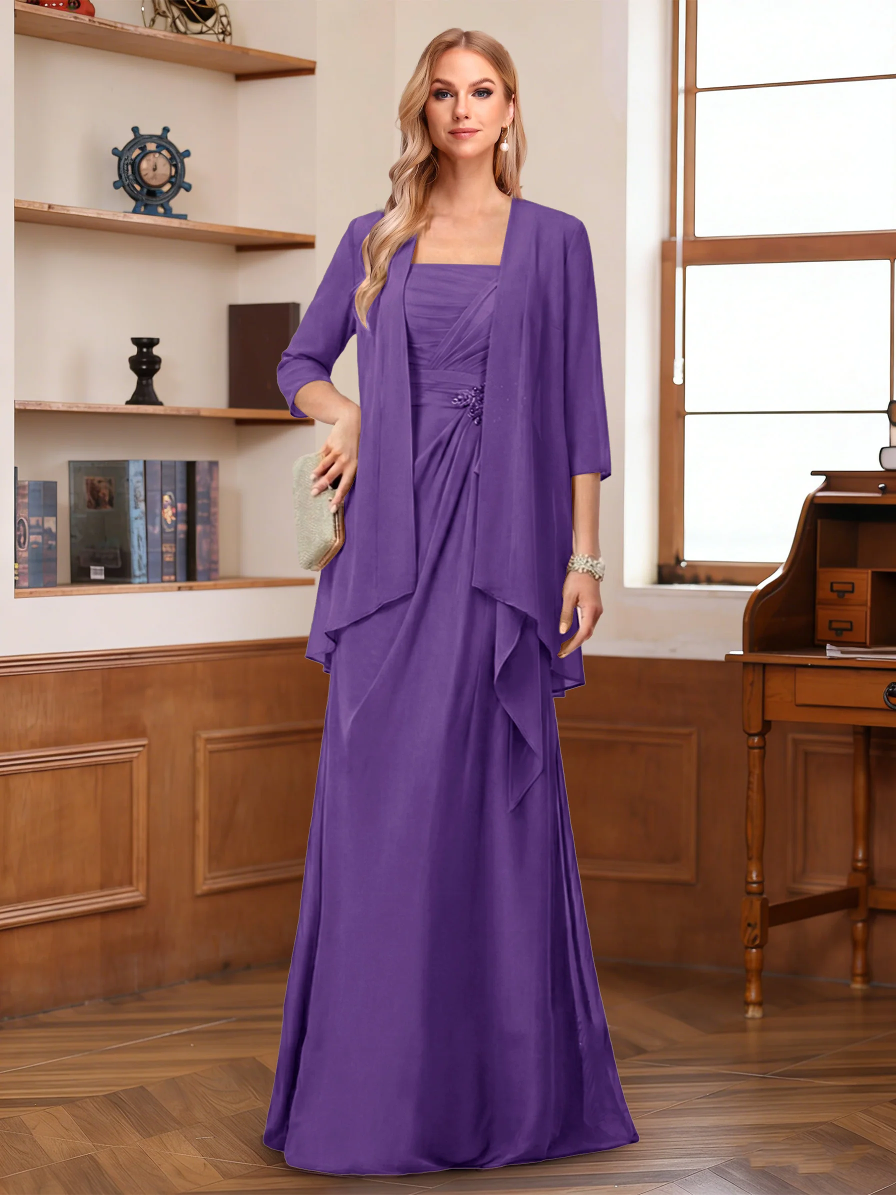 A-Line/Princess Sleeveless Mother of the Bride Dresses With Ruffles & Jacket - Image 60