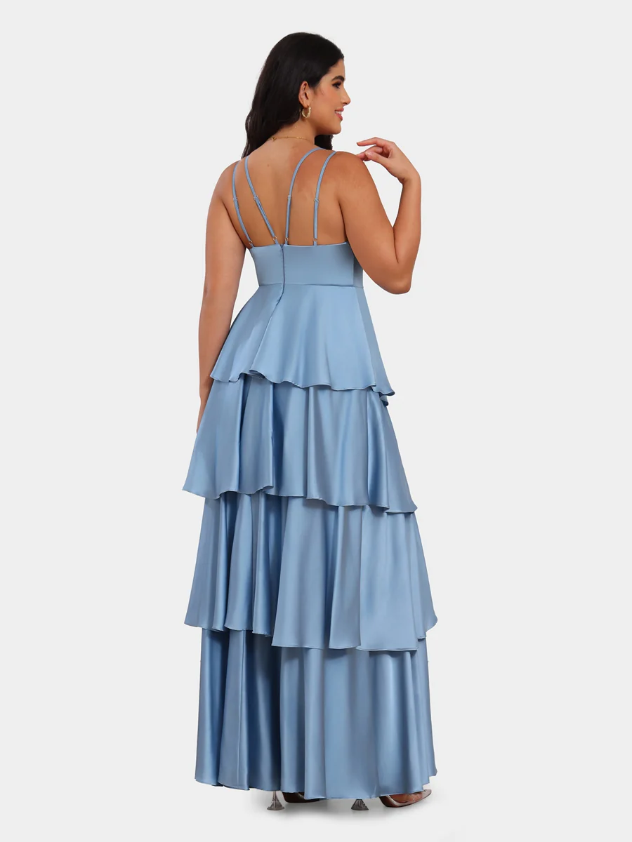A-Line/Princess Spaghetti Straps Sleeveless Bridesmaid Dresses with Ruffles - Image 5