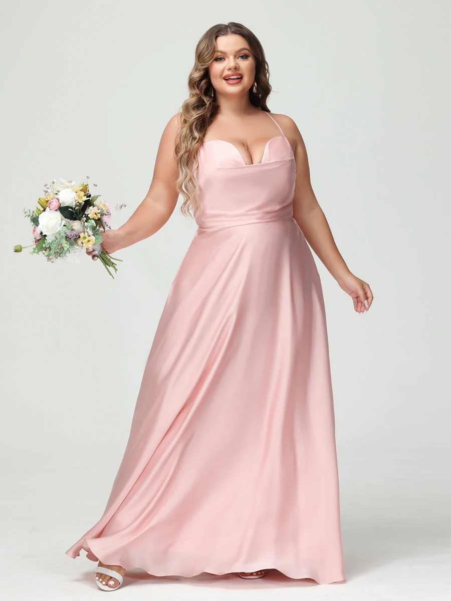A-Line/Princess Spaghetti Straps Sleeveless Plus Size Bridesmaid Dresses - Image 3