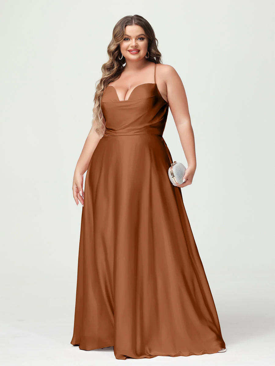 A-Line/Princess Spaghetti Straps Sleeveless Plus Size Bridesmaid Dresses - Image 8