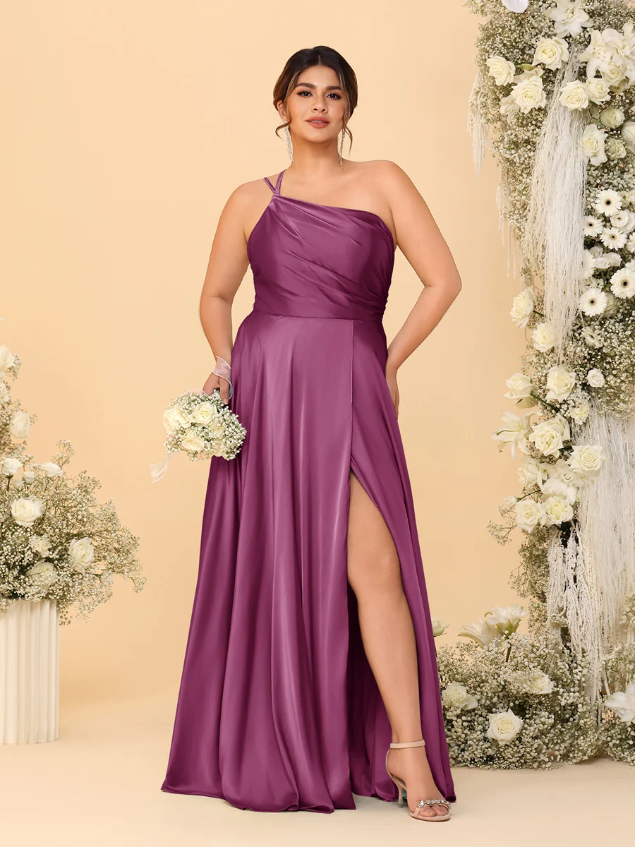 A-Line/Princess Spaghetti Straps Sleeveless Plus Size Bridesmaid Dresses With Split Side - Image 42