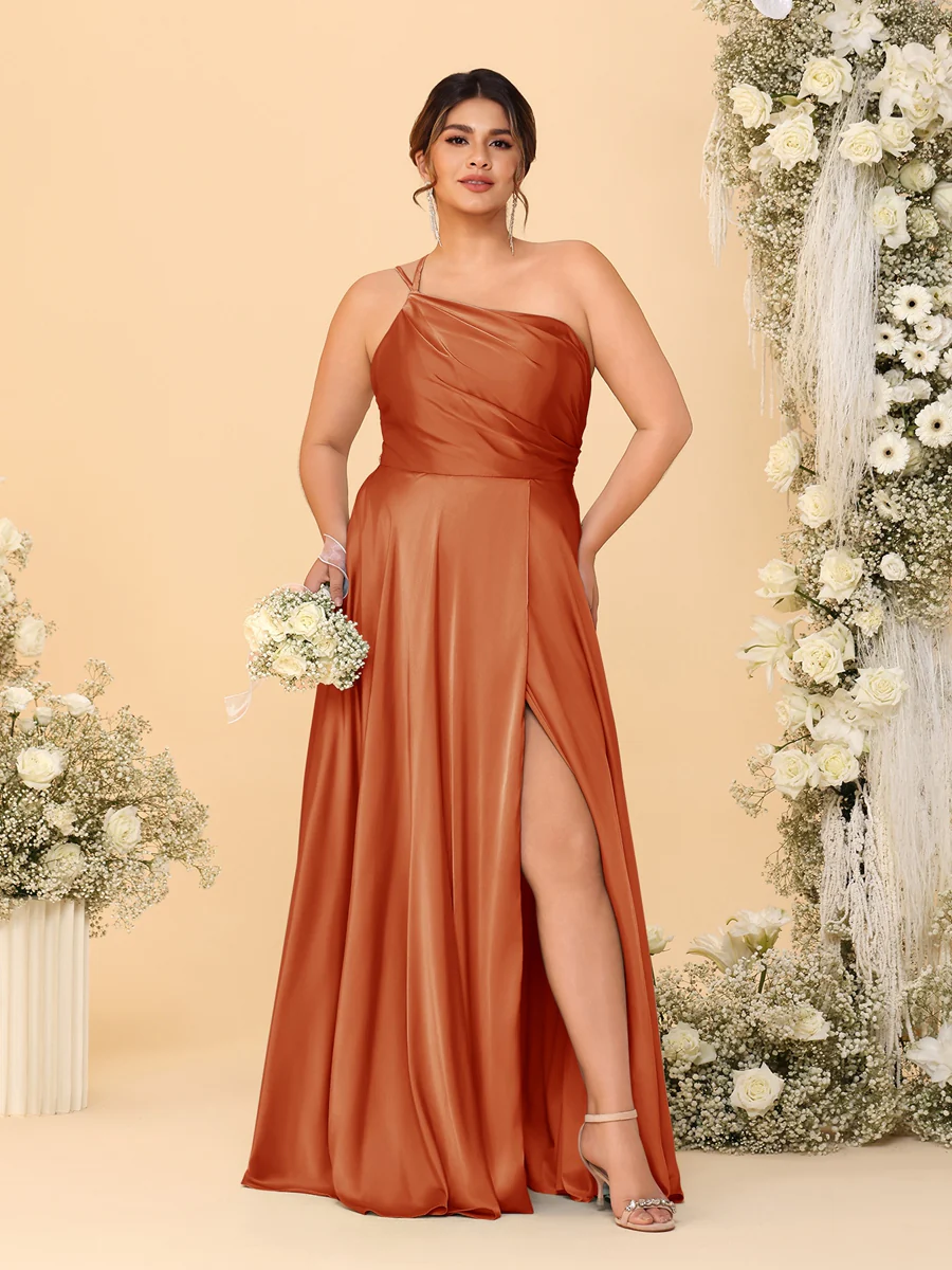 A-Line/Princess Spaghetti Straps Sleeveless Plus Size Bridesmaid Dresses With Split Side - Image 7