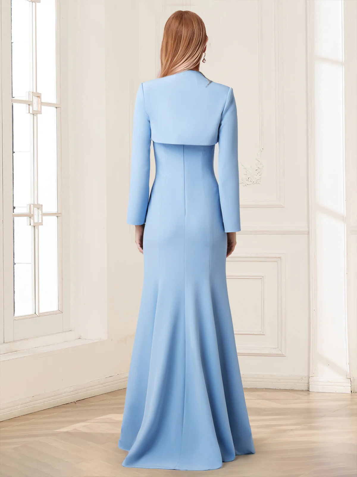 Sheath/Column Strapless Long Sleeves Mother of the Bride Dresses With Beading - Image 2