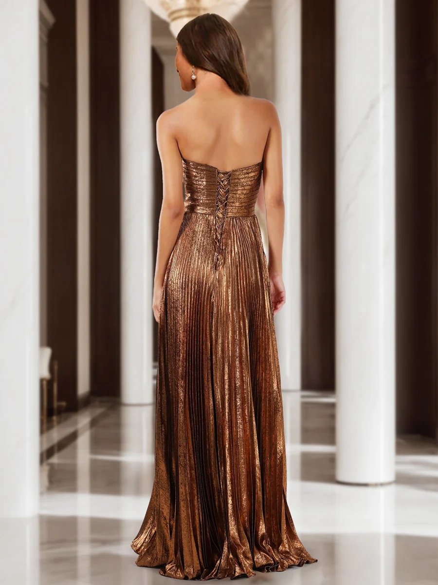 A-Line/Princess Strapless Sleeveless Prom Dresses with Hollow - Image 2