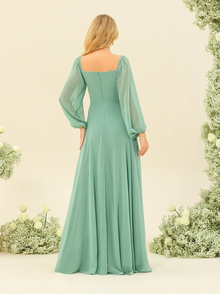 A-Line/Princess Sweetheart Floor-Length Long Bridesmaid Dresses with Split Side & Ruffles - Image 7