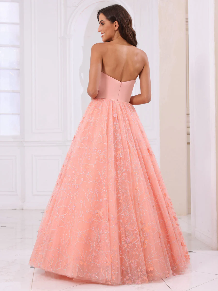 A-Line/Princess Sweetheart Long Prom Dresses with Detachable Sleeves - Image 6