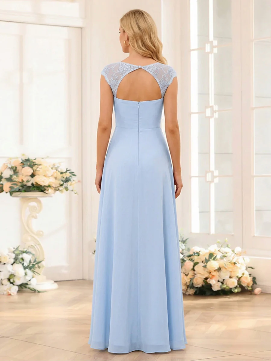 A-Line/Princess Sweetheart Sleeveless Chiffon Bridesmaid Dresses With Lace - Image 2