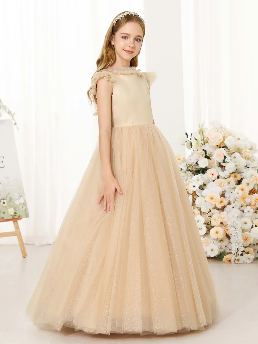 Ball-Gown Tulle Sleeveless Scoop Neck Floor-Length Flower Girl Dresses - Image 3