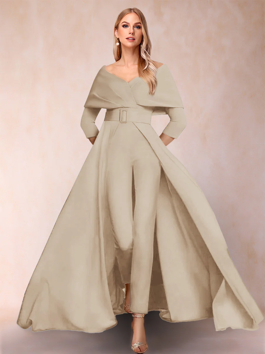 A-Line/Princess V-Neck 3/4 Sleeves Jumpsuits with Belt - Image 17