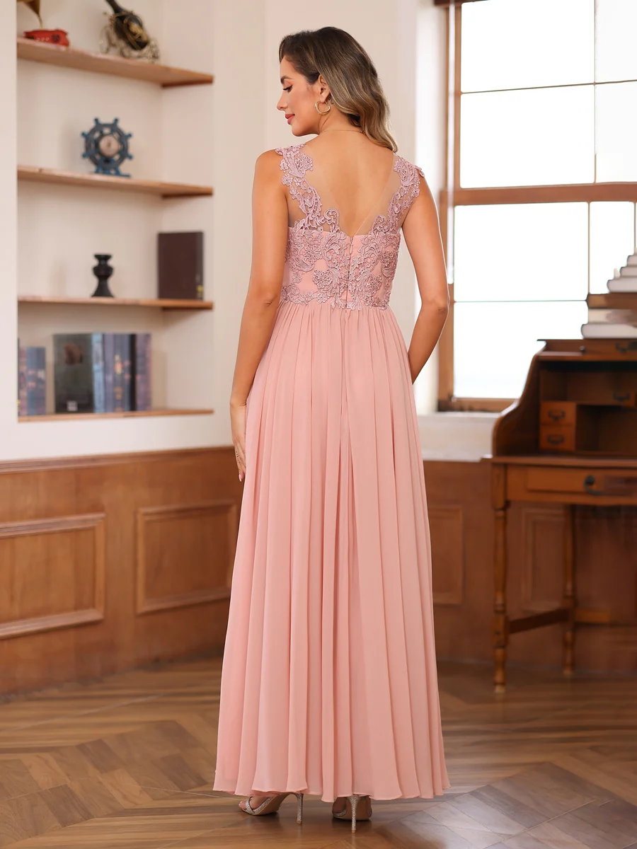 A-Line/Princess V-Neck Appliques Chiffon Mother of the Bride Dresses with Jacket - Image 5