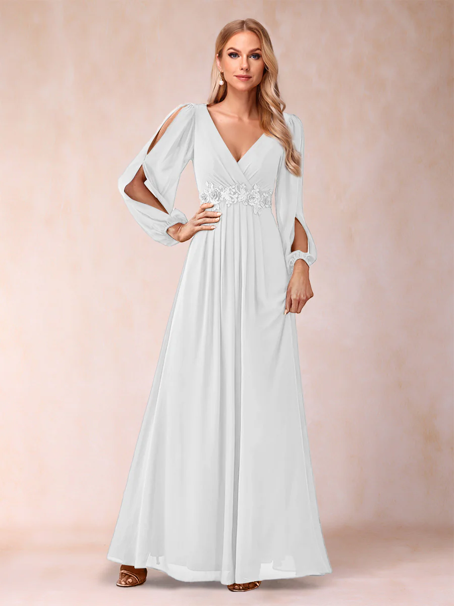 A-Line/Princess V-Neck Floor-Length Mother of the Bride Dresses With Ruffles - Image 19