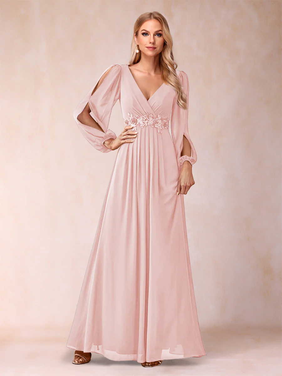 A-Line/Princess V-Neck Floor-Length Mother of the Bride Dresses With Ruffles - Image 20