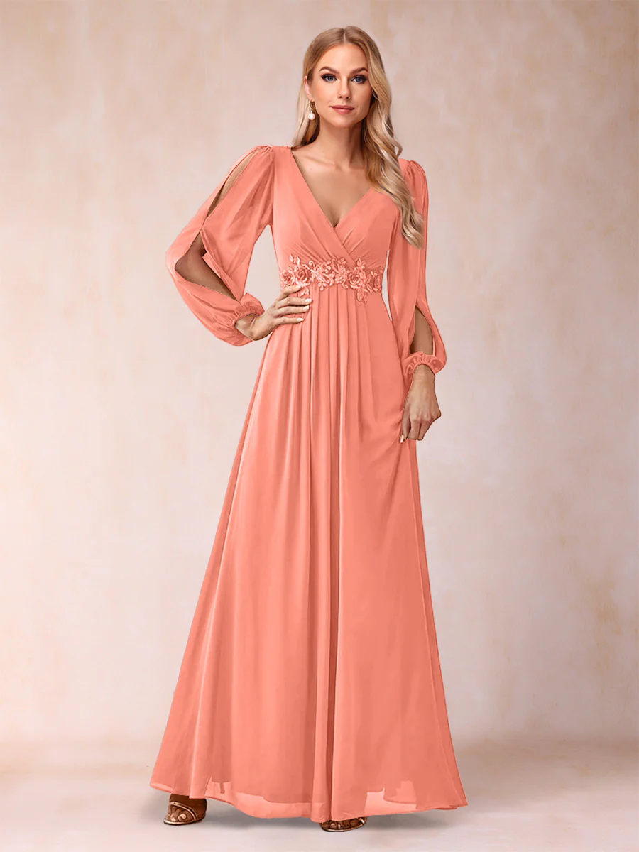 A-Line/Princess V-Neck Floor-Length Mother of the Bride Dresses With Ruffles - Image 24