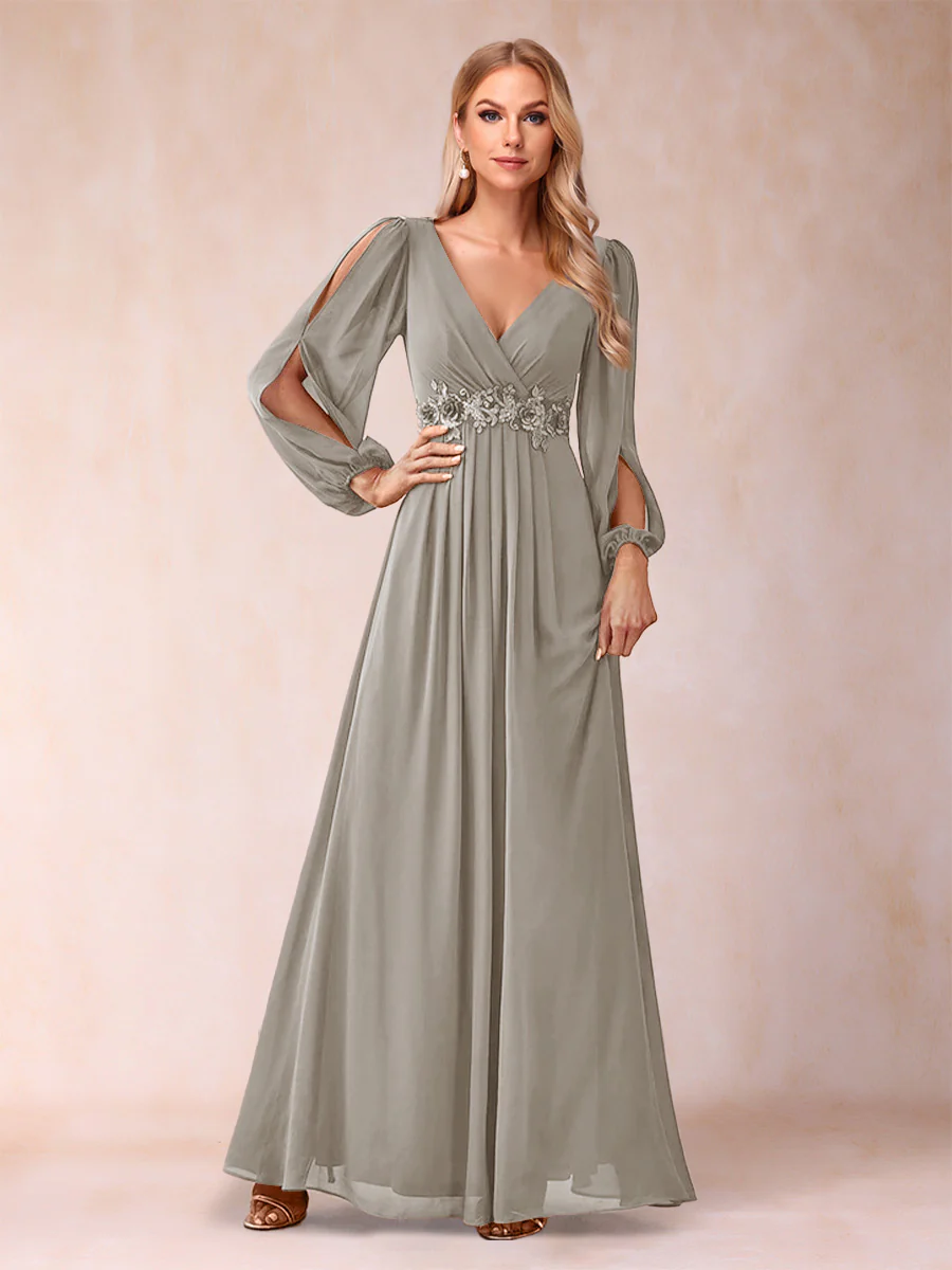 A-Line/Princess V-Neck Floor-Length Mother of the Bride Dresses With Ruffles - Image 26