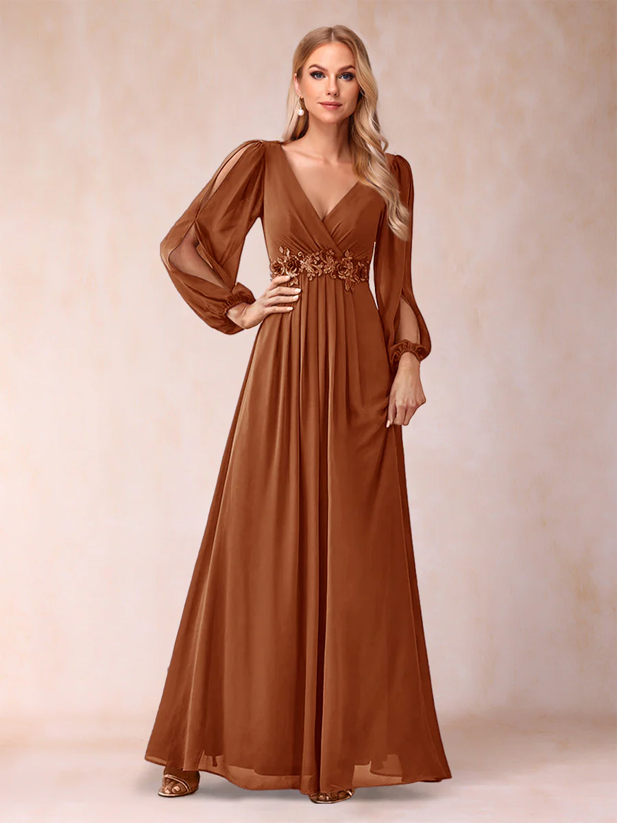 A-Line/Princess V-Neck Floor-Length Mother of the Bride Dresses With Ruffles - Image 33
