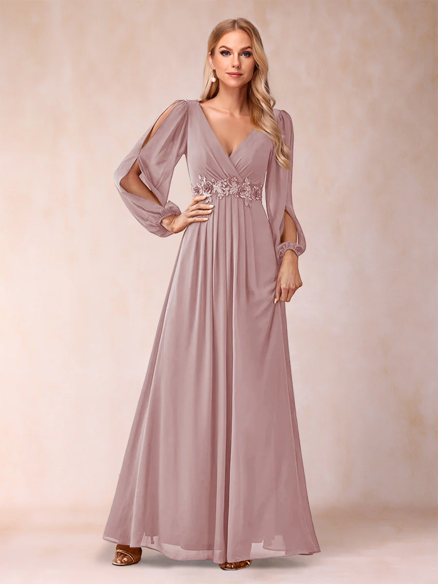 A-Line/Princess V-Neck Floor-Length Mother of the Bride Dresses With Ruffles - Image 38