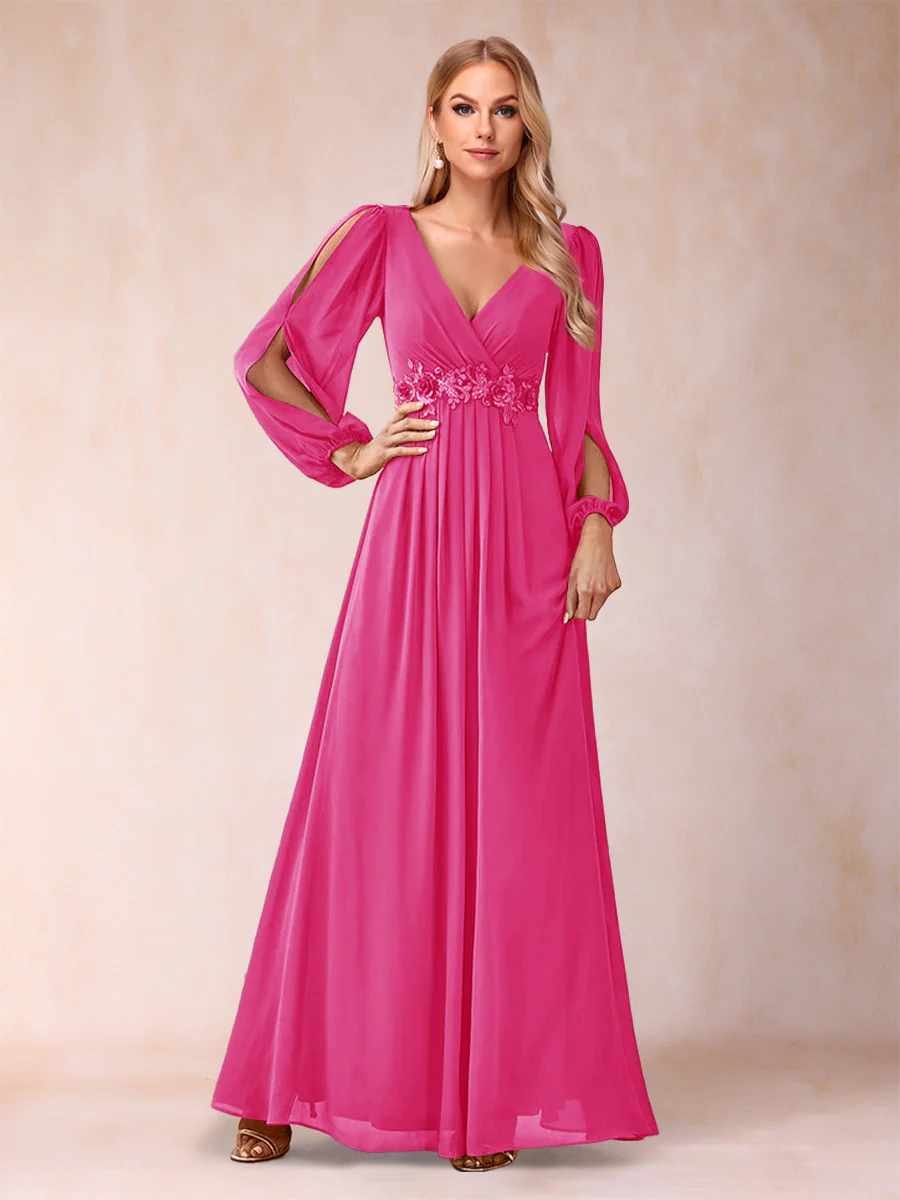 A-Line/Princess V-Neck Floor-Length Mother of the Bride Dresses With Ruffles - Image 46