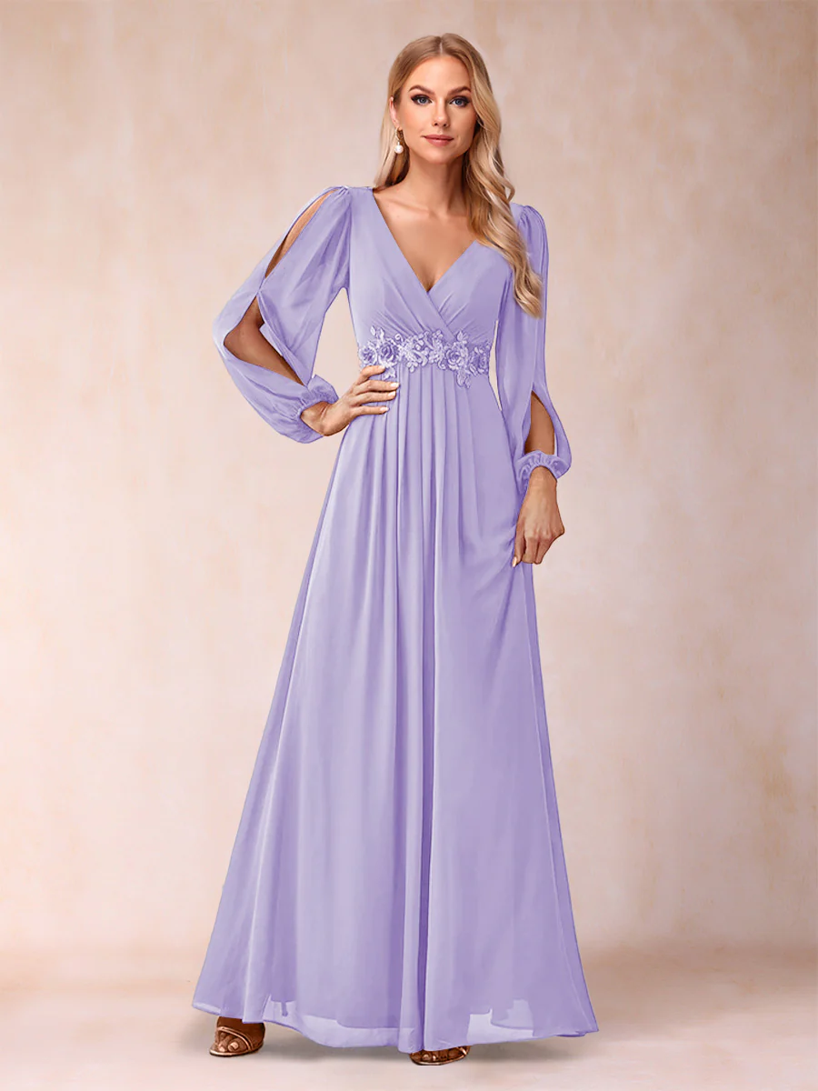 A-Line/Princess V-Neck Floor-Length Mother of the Bride Dresses With Ruffles - Image 51