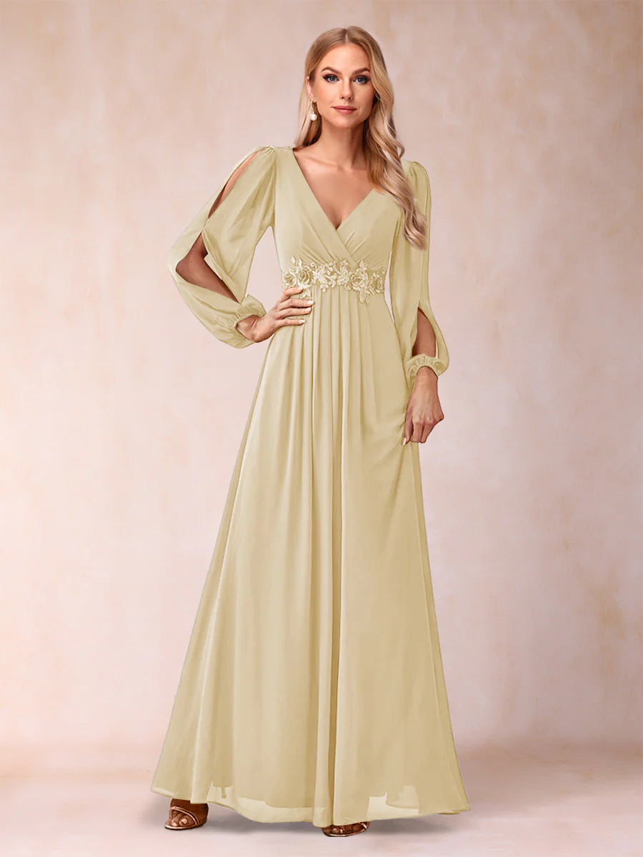 A-Line/Princess V-Neck Floor-Length Mother of the Bride Dresses With Ruffles - Image 7