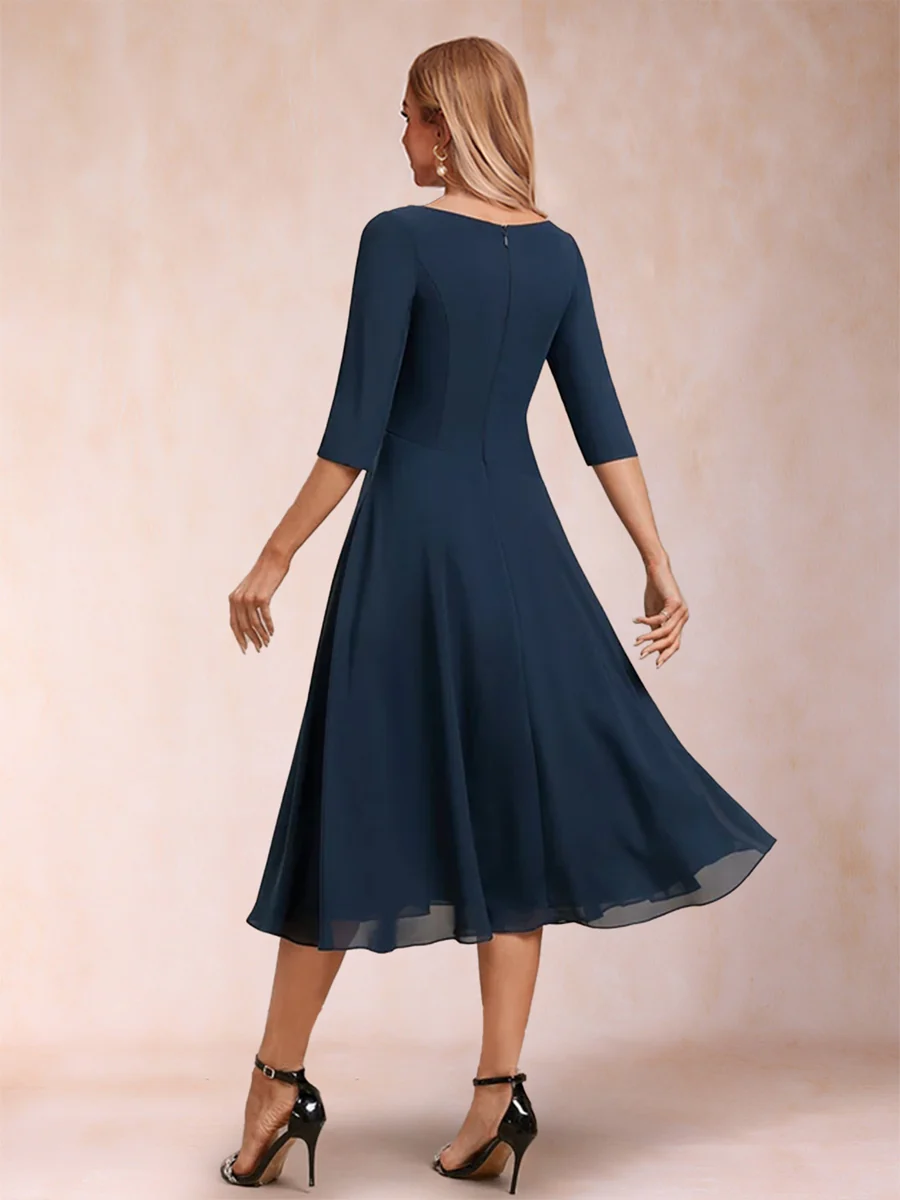 A-Line/Princess V-Neck Half Sleeves Ruched Mother of the Bride Dresses - Image 2