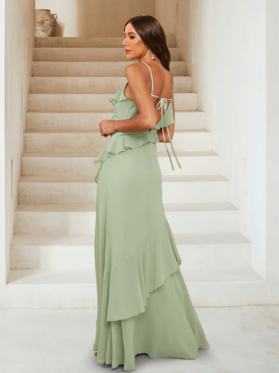A-Line/Princess V-Neck Sleeveless Ruffles Bridesmaid Dresses - Image 2