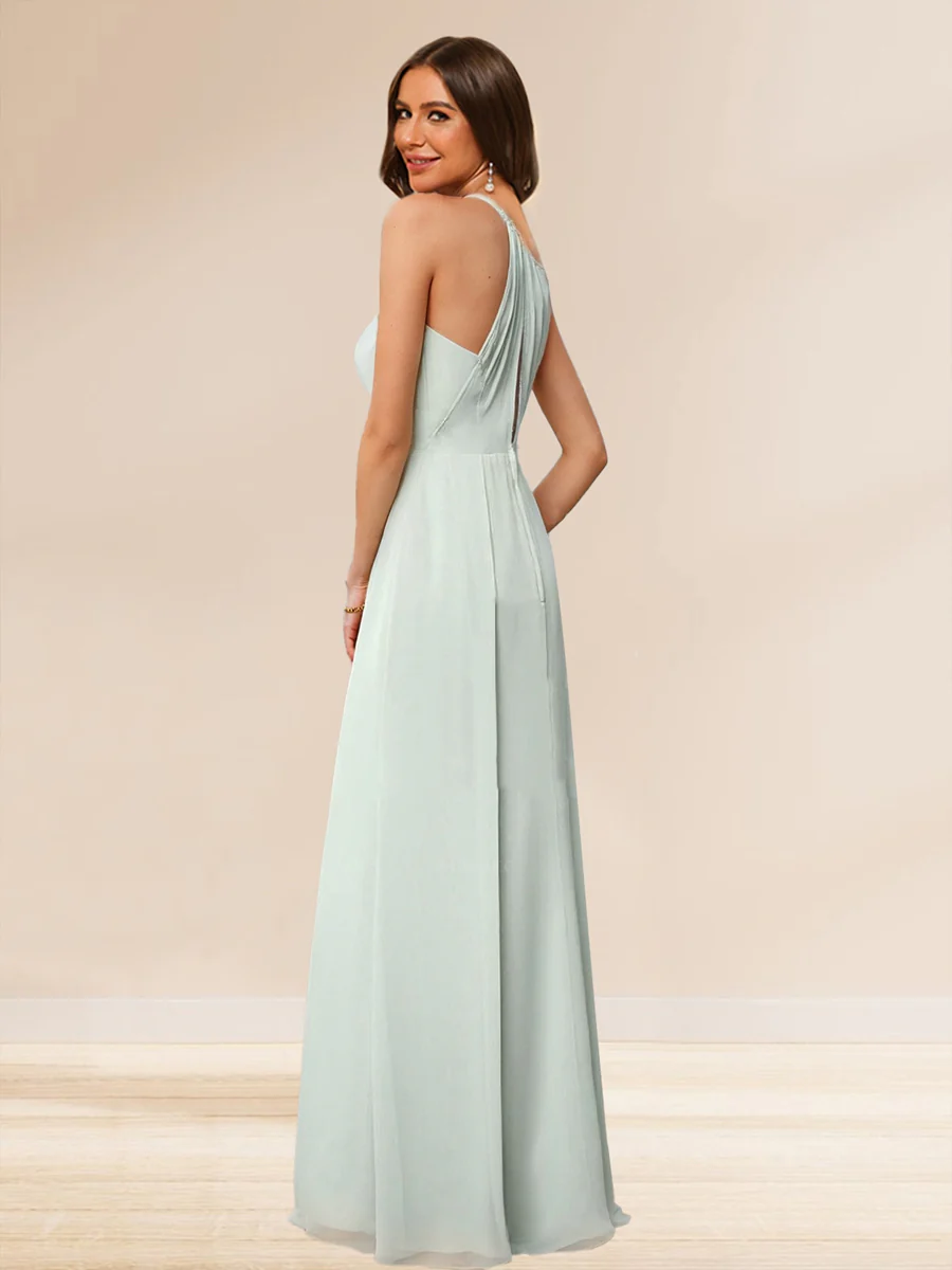 A-Line/Princess V-Neck Sleeveless Ruffles Bridesmaid Dresses - Image 2