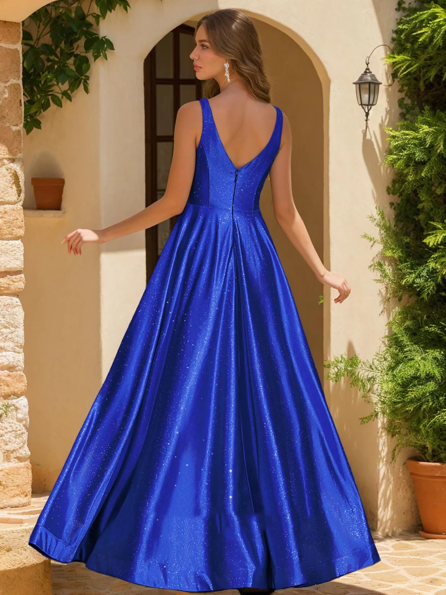 A-Line/Princess V-Neck Sleeveless Split Side	Prom Dresses - Image 2