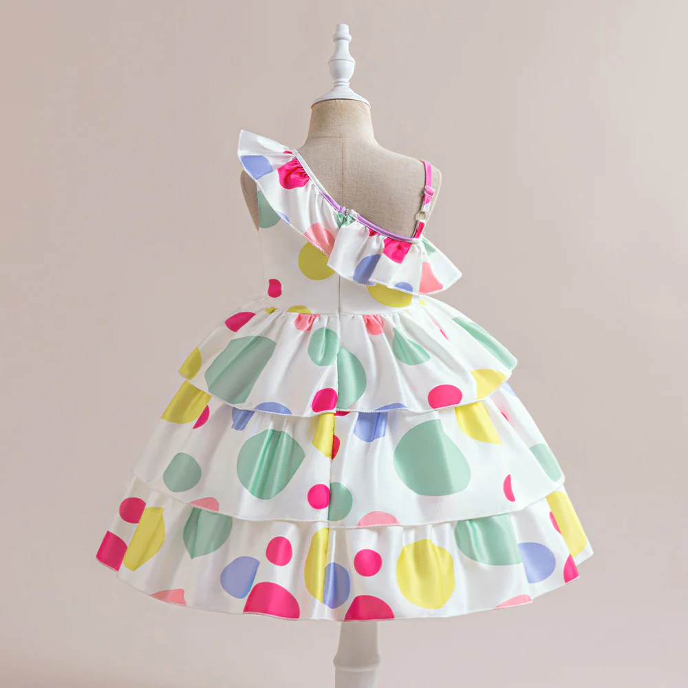 Ball Gown Asymmetrical Sleeveless Tiered Flower Girl Dresses - Image 2