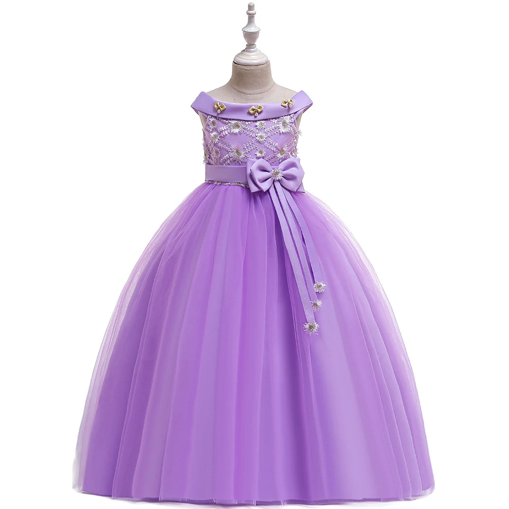 Ball Gown Off-the-Shoulder Short Sleeves Flower Girl Dresses with Bow Knot - Image 9